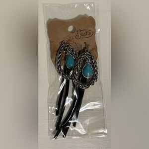 Justin Boots Turquoise and Leather Western Cowgirl Earrings - NWT